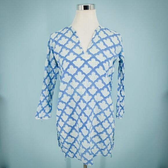 Roberta Roller Rabbit Size Small S Blue Scallop Shell Print Tunic Cover Up Dress - Picture 1 of 8